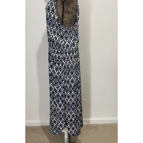 Banana Republic Blue & White Sleeveless Maxi CrissCross Back Dress Size XL READ - Picture 4 of 14